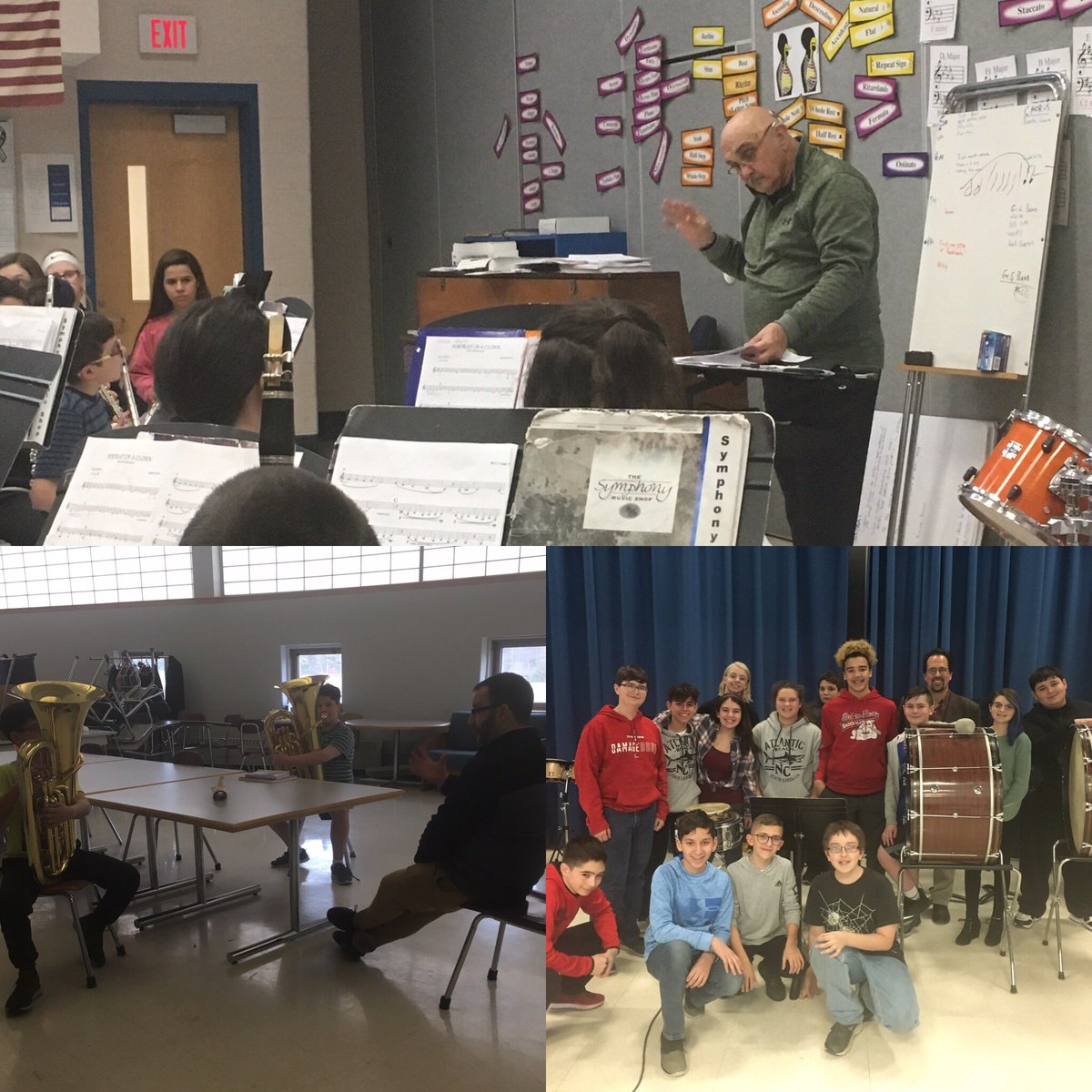FordMSMusic's tweet photo. What great clinics today! Thanks to Mr. V, Mr. Sylvia, and Mr. Pacheco for your time and your energy #middleschool #WildcatBand #marchmadness #formerandcurrent #whalerbanddirectors https://t.co/TdtxIdiKIg