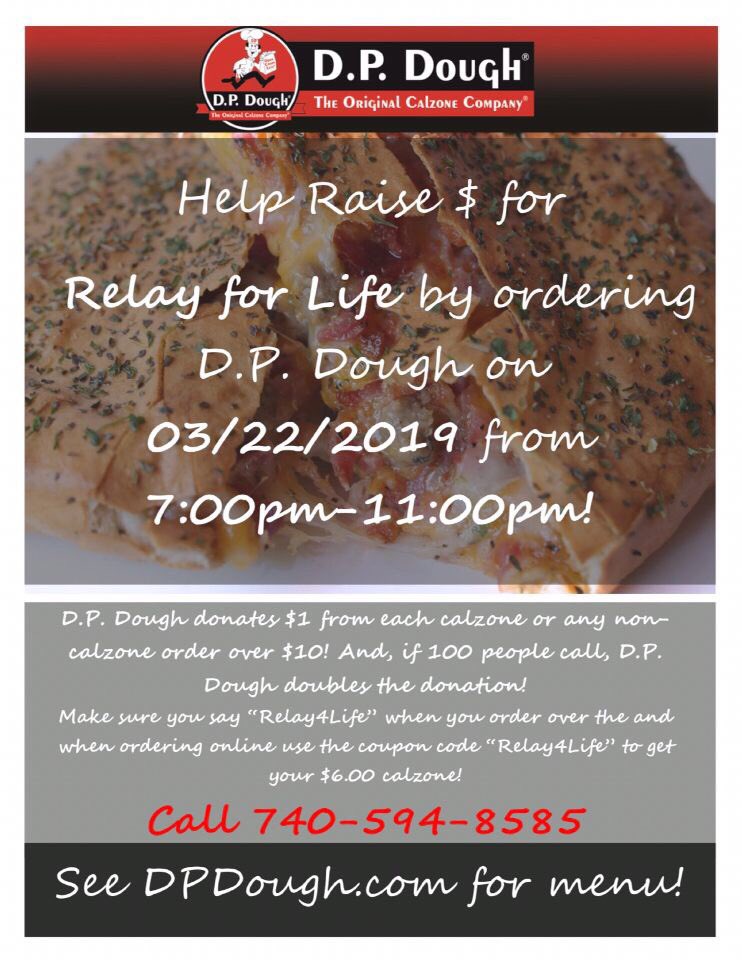 RFLGreatAthens's tweet photo. Can’t make it to relay &amp; still want to help out the cause? Think you’re going to get hungry during the event? Order DP Dough from 7-11pm tomorrow!! https://t.co/uGlBNR8sns
