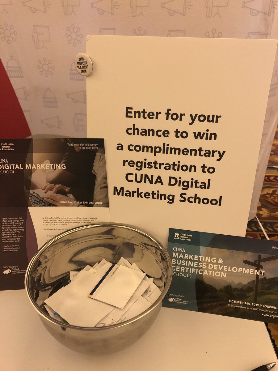 ArielBilskey's tweet photo. If you haven’t stopped by the @CUNA booth at #MBDCouncil be sure to see me today! We draw for a free registration to Digital Marketing School 2moro AM. And a shameless plug for my #CUCME & #CUBDP panel session 2moro 2:45! https://t.co/lnvTjQIN3B