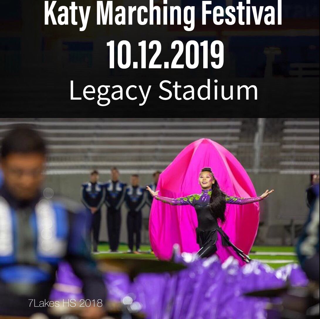 KatyMarching's tweet photo. Mark you calendars. The 34th annual Katy Marching Festival 10.12.19. #7lakesband #katyhsband #mchsramband #cincoranchband #jetband @ Legacy Stadium - Mike Johnston Field - Katy, Texas https://t.co/L4aNlsdXw8
