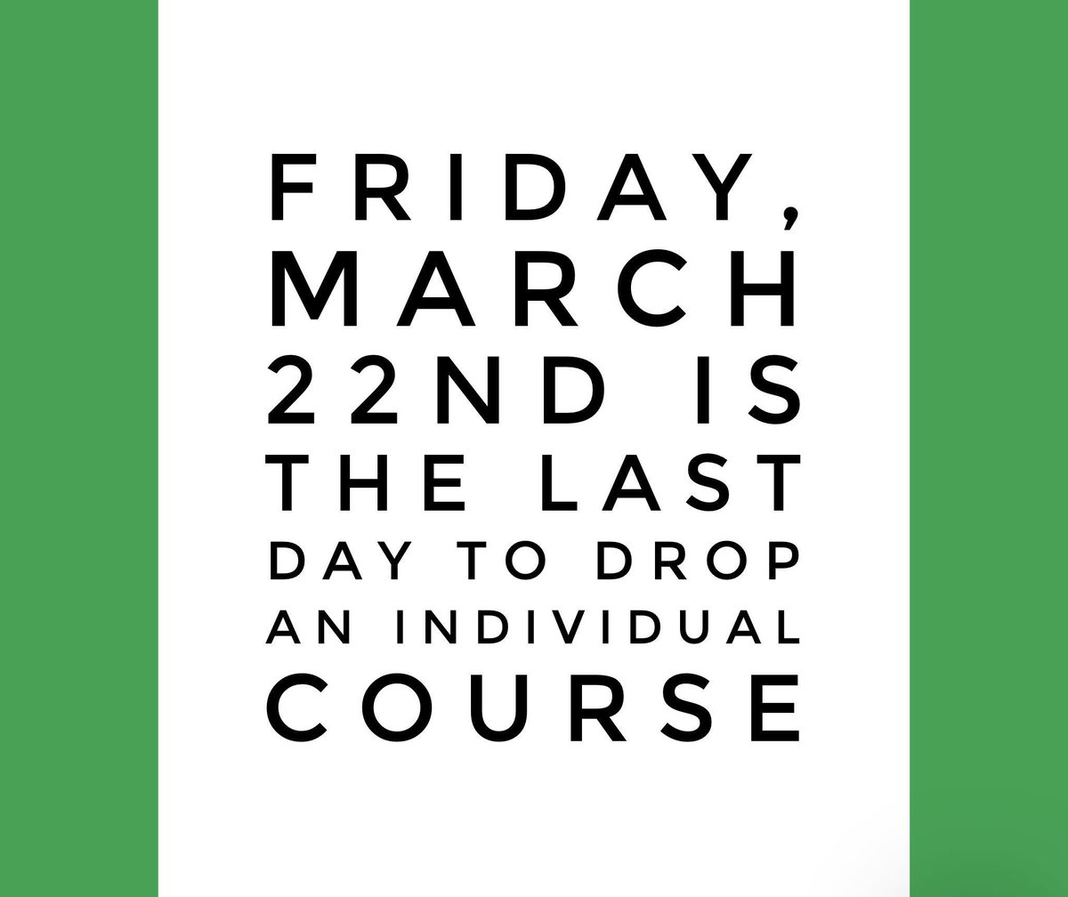 mu_lrc's tweet photo. If you need to drop an individual course, TOMORROW is the last day to do so! After this date, you can only do a complete withdraw from the university. The last date for a complete withdraw for Spring 2019 is Friday, May 3, 2019. https://t.co/FhbmNaCiHn