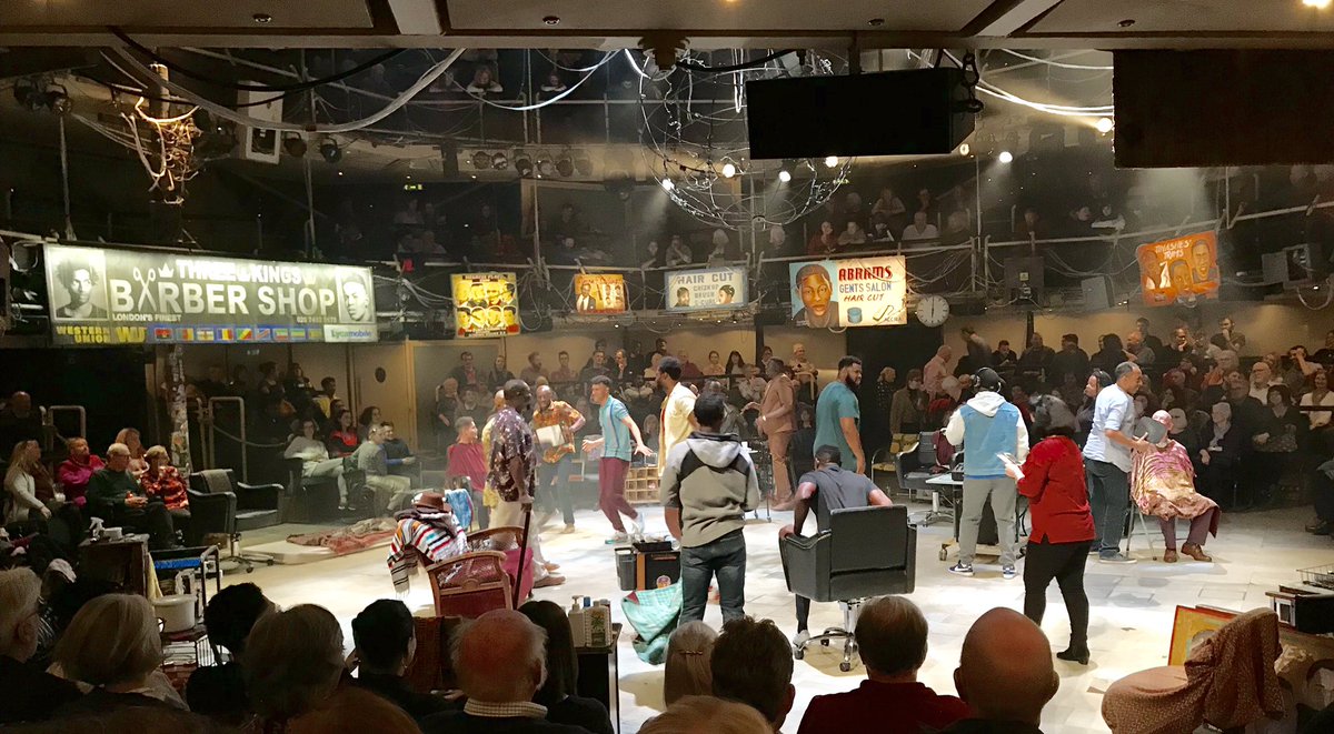 IN the audience for a change at #BarberShopChronicles, Royal Exchange,Manchester. Set in 6 countries, a brilliant cast of trilby-tilting,chisel-jawed,bling-dazzling,sober-suited,funny,strong yet vulnerable men. Brilliant #greattheatre