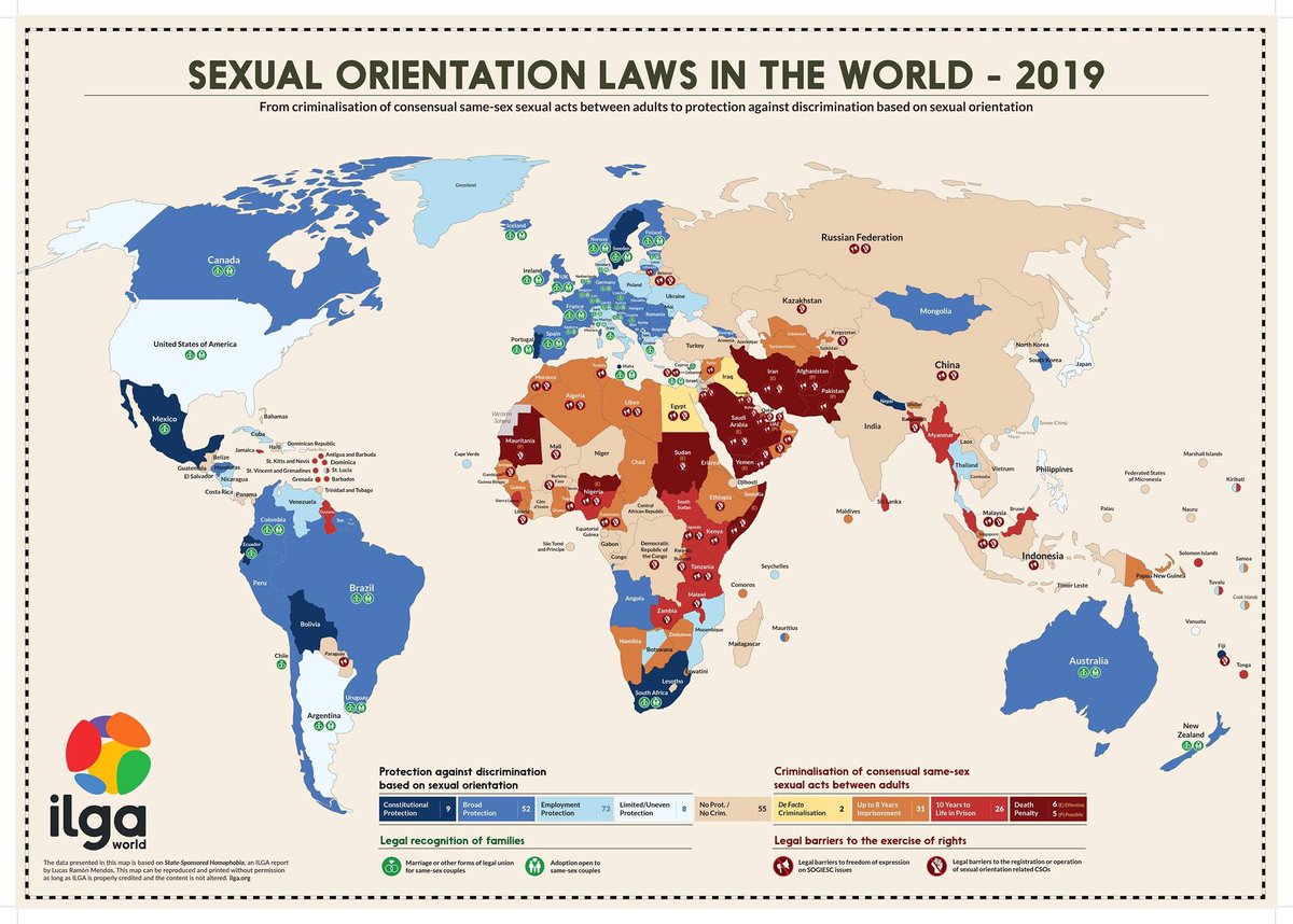 GLOBI_inclusion's tweet photo. Wonderful map of sexual orientation laws around the world, created by @ILGAWORLD

Hi-resolution map: https://t.co/d1ysz1NYK2 
Source: https://t.co/W0MWX5gOC3 https://t.co/rrWH88OBjj