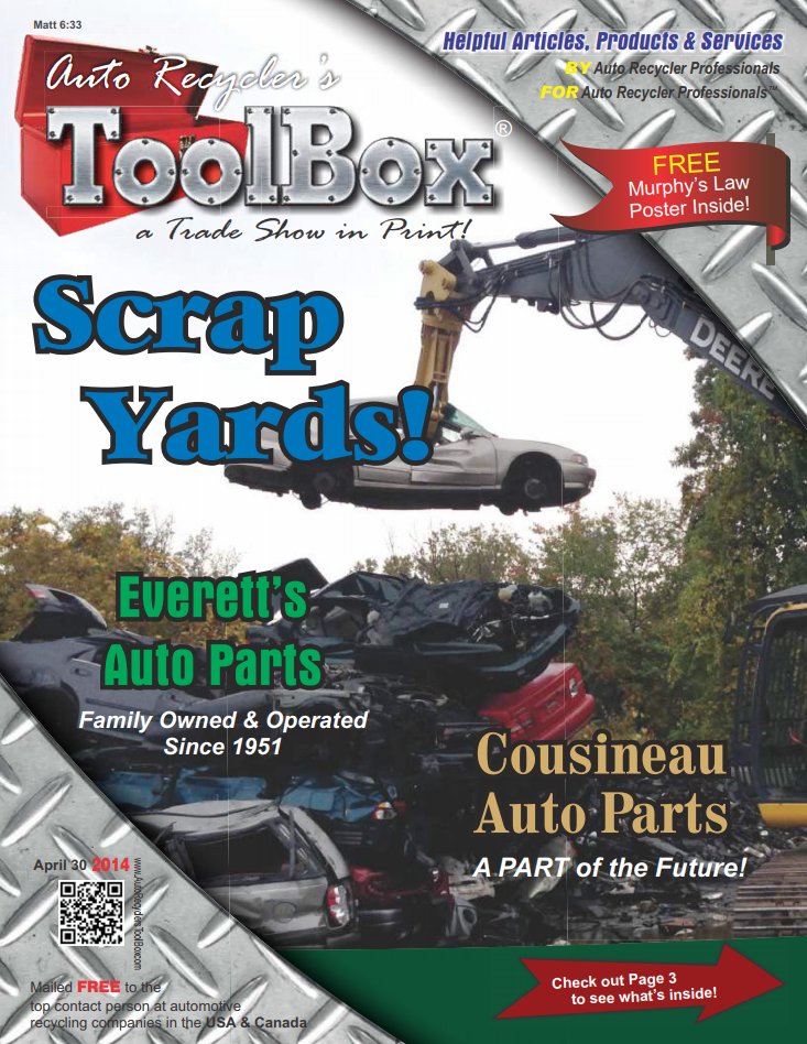 EverettsAuto's tweet photo. #ThrowbackThursday to 5 years ago when we were featured on the cover of Auto RecyclersTool Box! https://t.co/rPs50JjmsC