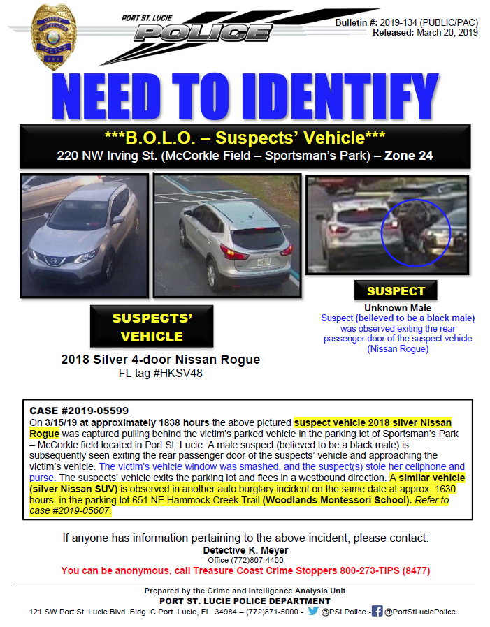 Port St Lucie Pd On Twitter Pslpolice Nti Suspect S Vehicle