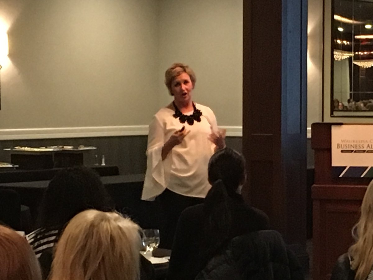 WCBizAlliance's tweet photo. Sarah Smith Pancheri @sspmke joined our #ProfWomenDev group for lunch at The @DelafieldHotel, talking about how she approaches her role managing sales & marketing for @Summerfest https://t.co/fFPi5LLve9