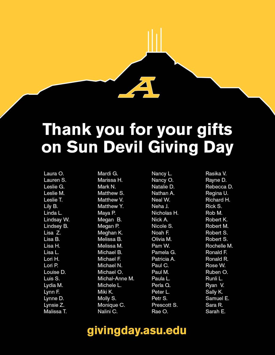 Arizona State University Sur Twitter We Sincerely Thank You For Your Generosity During Sundevilgiving Day Take A Look At The Impact You Re Making T Co Rvuydavuup T Co 1jchbk16ec