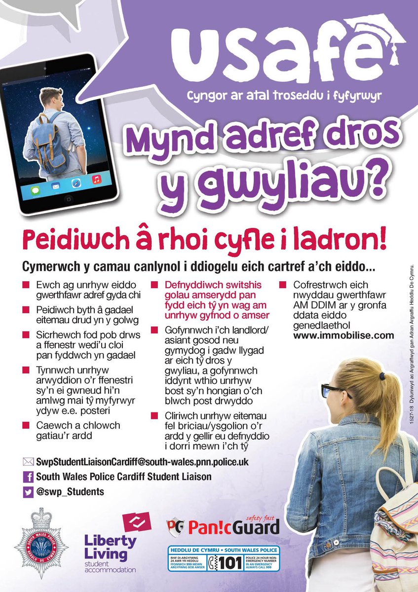 Great to see 21 of our @swpvolunteers out tonight with @swpcardiff &amp; <a href="/CU_Security/">Cardiff Uni Security</a> across #Cathays for our #GoingHomeForTheHolidays Campaign! Please keep your property secure, lock 🔐 your doors &amp; windows! #DontGiveBurglarsABreak Remove your property if going away! <a href="/commissionersw/">South Wales Police & Crime Commissioner</a>