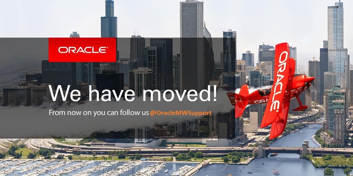 WCSitesSupport's tweet image. We&apos;ve missed many of you following us, since we now are posting for your product under the centralized @OracleMWSupport Twitter handle, please follow us there!