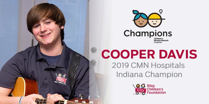 RileyKids's tweet photo. As a part of #ChildrensHospitalsWeek we'd like to introduce you to Cooper Davis, our 2019 @CMNHospitals Indiana Champion! https://t.co/aLZowm2OB1 #RileyBlog #BeTheHopeNOW https://t.co/ujyF0UwSDA