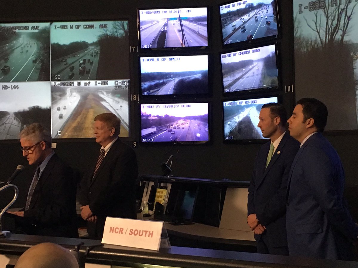 SMTA_Info's tweet photo. At MDOT’s Statewide Operations Center for the release of TRIP’s independent study showing why we can’t ignore fixing I-495 &amp; I-270 in addition to transit.  Job accessibility is inadequate for two thirds of employees - and transit alone can’t make up the gap. https://t.co/rTfsFtTH98