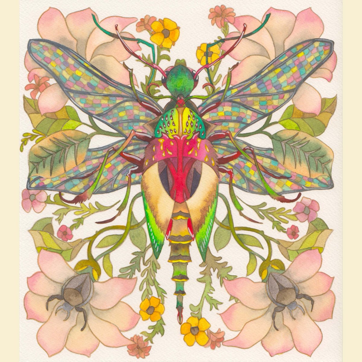 RheaDennis20's tweet photo. So I finished my insect design! #insect #pattern #floralpattern #mirrorpattern #patterndesign #elegentnature #watercolorpattern #buglove #decorativepattern https://t.co/MCa9f2QI3k