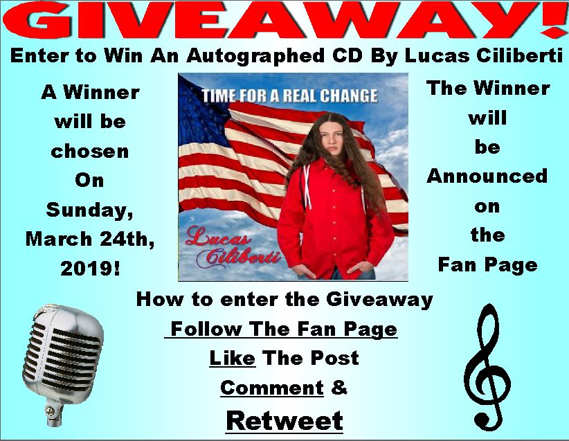lucasloves2sing's tweet photo. Want to win an Autographed copy of my Newest CD - TIME FOR A REAL CHANGE?
Here's How To Enter:
Follow the Fan Page
Like the Post, Comment & Retweet!!!
Blessings! Lucas
#Giveaway #AutographedCD #NewMusic #Singing #Like #Comment #RT https://t.co/ICsP9vlB6u