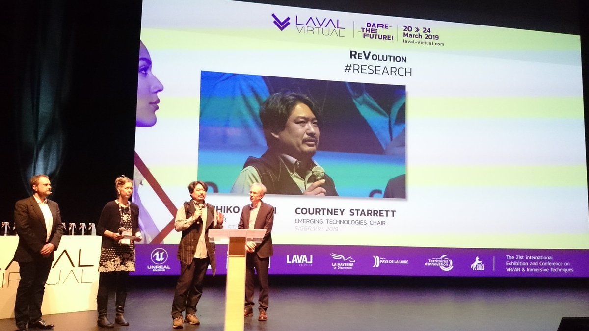 Yoichi_Yamazaki's tweet photo. Talk by Akihiko Shirai,  the chair of ReVoluton #Research! #LavalVirtual2019 https://t.co/GNr9S1fuca