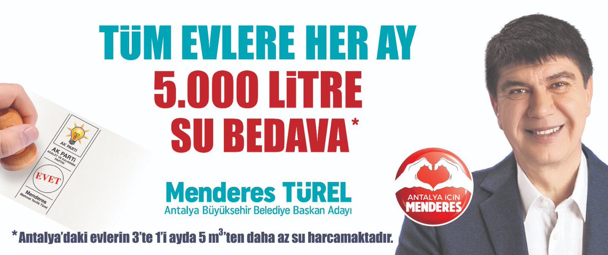 menderesturel's tweet photo. Hemşehrilerimize müjdemiz var 😊 
Tüm evlere her ay 5.000 litre suyu bedava yapıyoruz. 

Hayırlı olsun Antalyam https://t.co/NR5yHOctU6