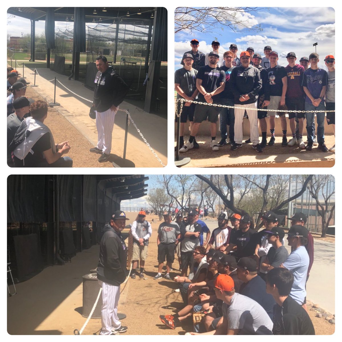 LJMaximo's tweet photo. Always 1st Class w/ Frank Gonzales ⁦@coachgonz12⁩ showing some love to his alma mater ⁦@Ljtigersports⁩ -Don’t forget where you came from kids. #LJTigerNation GO ⁦@Rockies⁩ #SpringTraining 👍🏼💯⚾️ https://t.co/nGYhysB2kJ