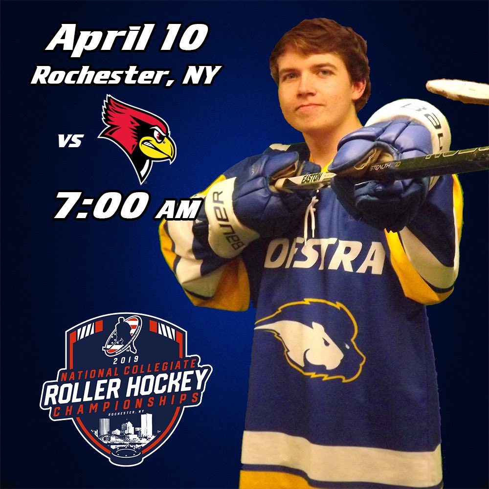 HofstraHockey's tweet photo. We are #RochesterReady!
We kick off Pool E on Wednesday, April 10 as we take on @ISURollerHockey and @AK_Roller! Then on Thursday, April 11 we take on @CURollerHockey! #RollPride https://t.co/VhHlZ5lCDz