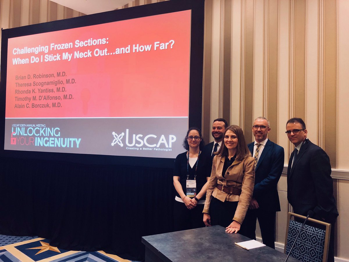 theglasspusher's tweet photo. It was the last year for this amazing short course on “how far to stick your neck out on frozen sections,” but rumor has it that the book is soon to follow!!  #USCAP2019 @surrealistNYC @tim_dalfonso @RhondaYantiss @WCMCPathology @MSKPathology https://t.co/3qLpoTXl0R