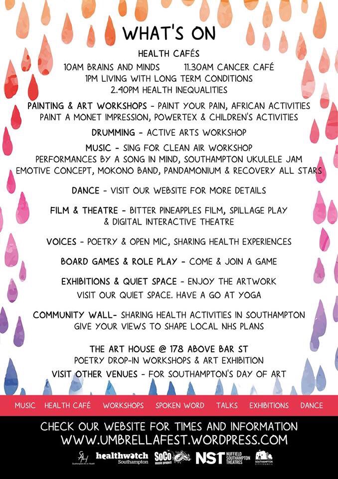More amazing events coming your way this Saturday with Umbrella Arts Festival! @UmbrellaFest19 

Click on the link to see information about all the different events! 😃

facebook.com/events/3680538…