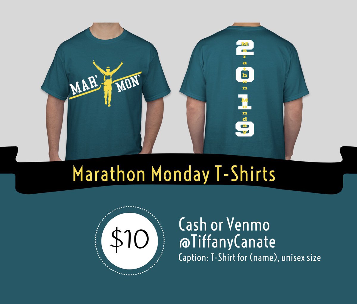CheerBU's tweet image. 25 days until MARATHON MONDAY! Our coach Marlee is running and we’ll be supporting in style with this tee. All proceeds go to BUCAG. Get yours for only $10 while sizes last! 
#marathonmonday #bostonmarathon
