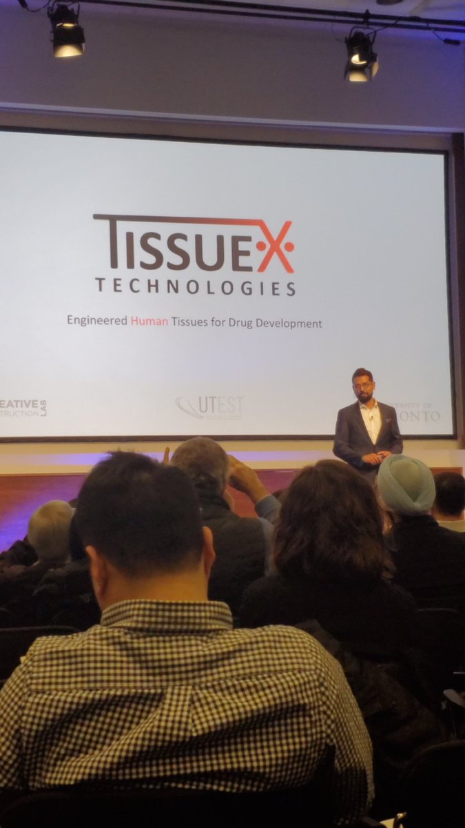 #UofTStartup <a href="/TissueXTech/">tissuextech</a> pitch their micropatterning technology at #UofT's #TrueBlueExpo for the #RBCPrize for Innovation &amp; Entrepreneurship #UofTEntWeek...