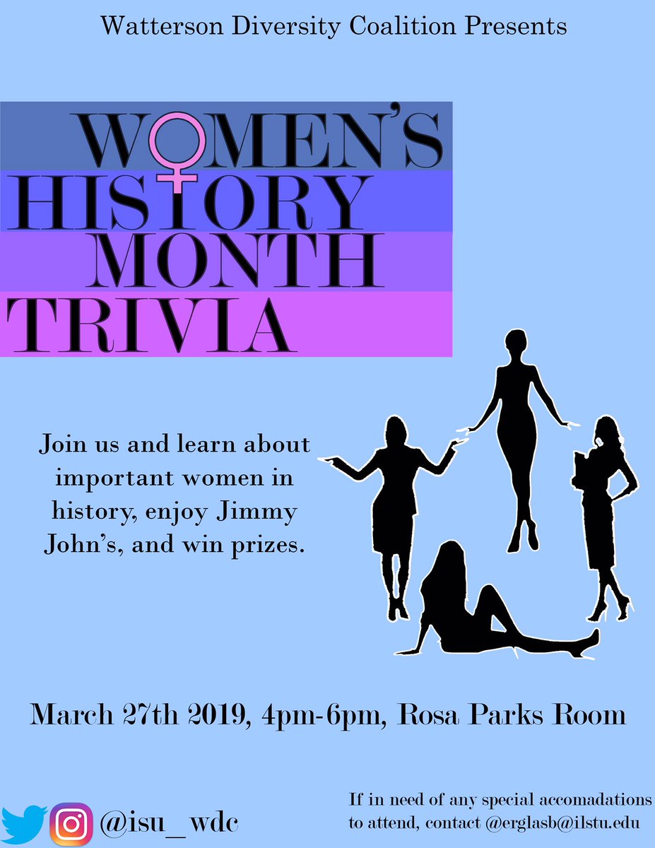 Come out and support <a href="/isu_wdc/">Watterson Diversity Coalition</a> at our annual Women's History Trivia night❤️