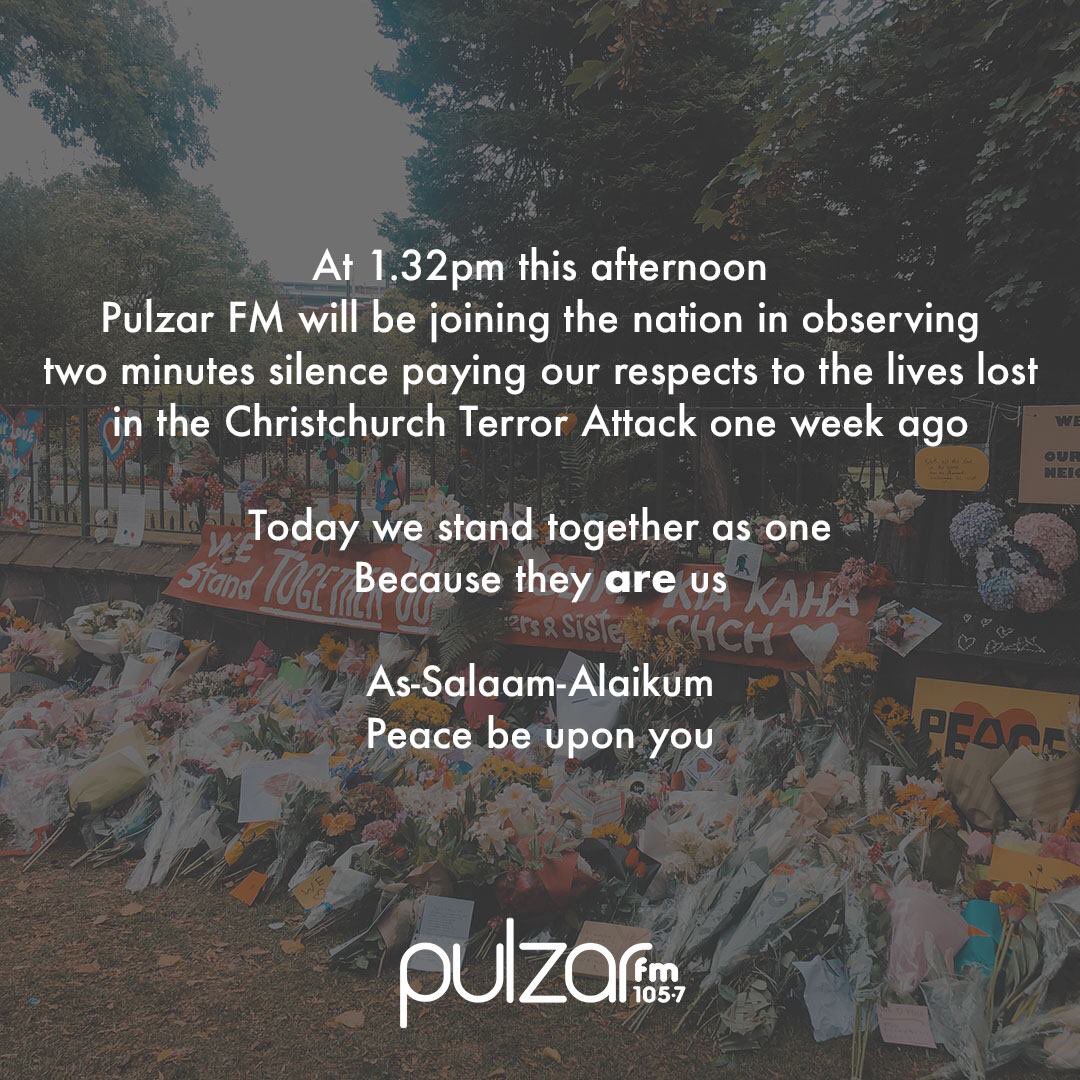PulzarFM's tweet photo. A service will be held at Christchurch's Hagley Park between 1-2.30pm today. A call for prayer will take place at 1.30pm, followed by 2 mins silence as we pay respect to all the lives forever changed one week ago #TheyAreUs https://t.co/KaHvtGa99O