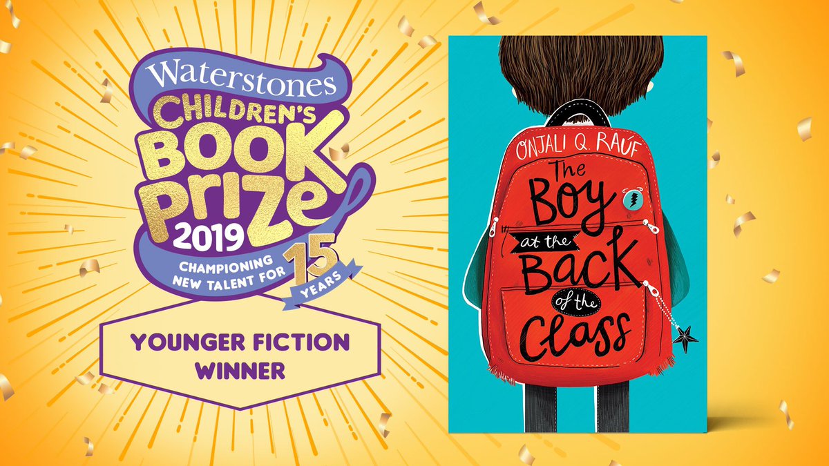 The #WCBP19 Younger Fiction prize goes to <a href="/OnjaliRauf/">onjali rauf</a> for her heartfelt and important book, The Boy at the Back of the Class. waterstones.com/book/the-boy-a…