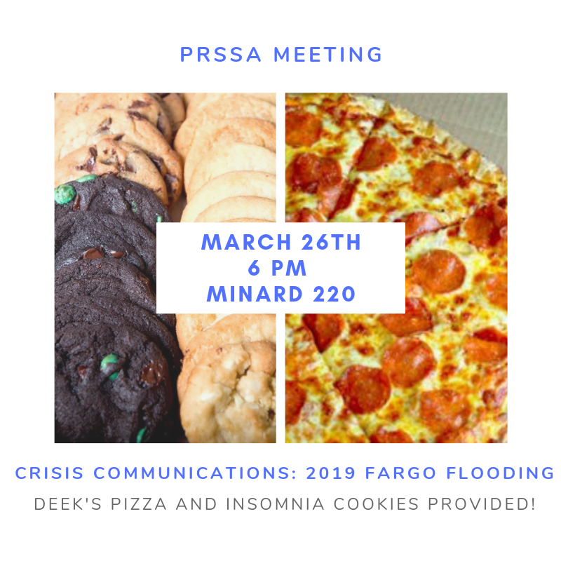 NDSUprssa's tweet photo. Our next meeting will be Tuesday, March 26th at 6pm in Minard 220! There will also be short presentations from both teams running for student government office. We can't wait to see everyone there! #NDSUPRSSA https://t.co/A6BK9q6Mvu