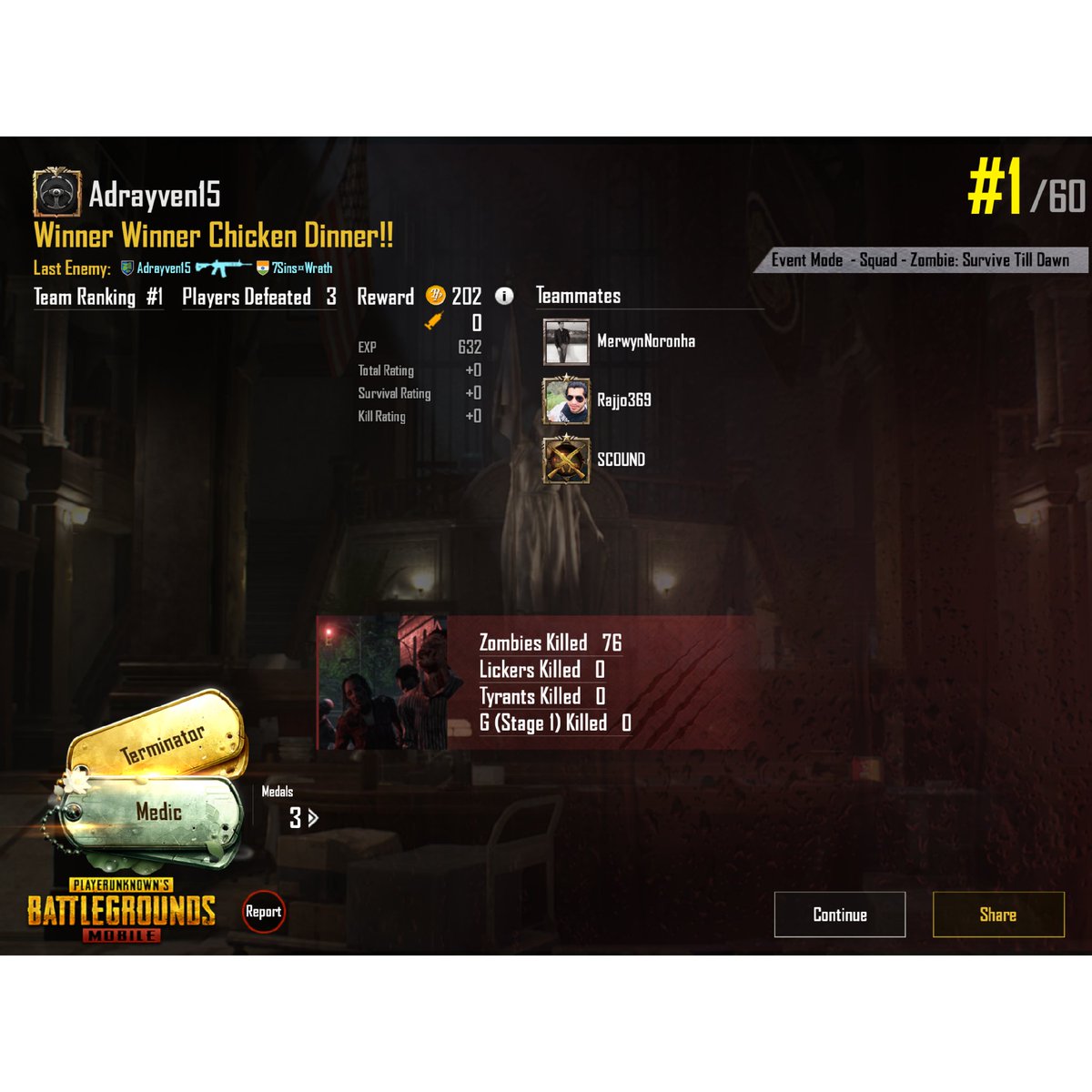 adrayven15's tweet photo. Squad goals. 
#pubgmobile #zombies #squad #goals #pubg #winnerwinnerchickendinner https://t.co/rTEqyVCxrL