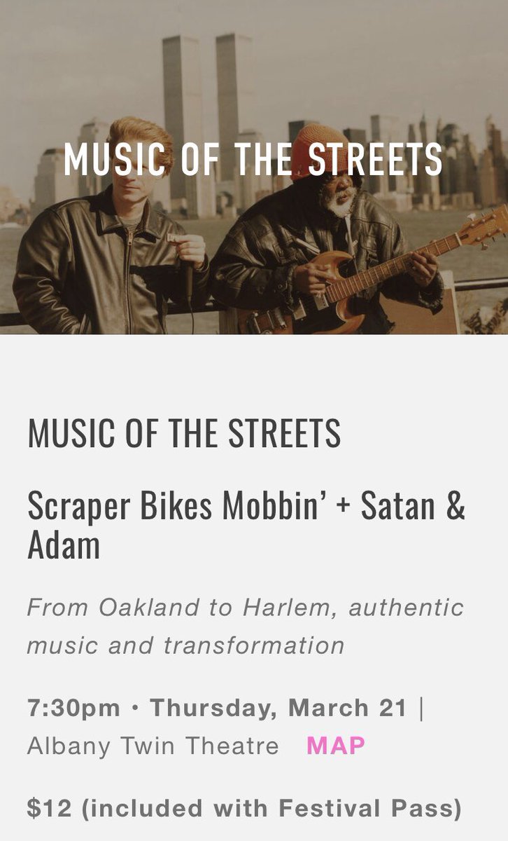TONIGHT! Don’t miss Music of the Streets at the Albany Twin, 7:30p. Info and tix 👉 albanyfilmfest.org See you there! #albanyfilmfest2019 #albanyfilmfest #albanyca <a href="/satanandadam/">Satan & Adam Film</a>