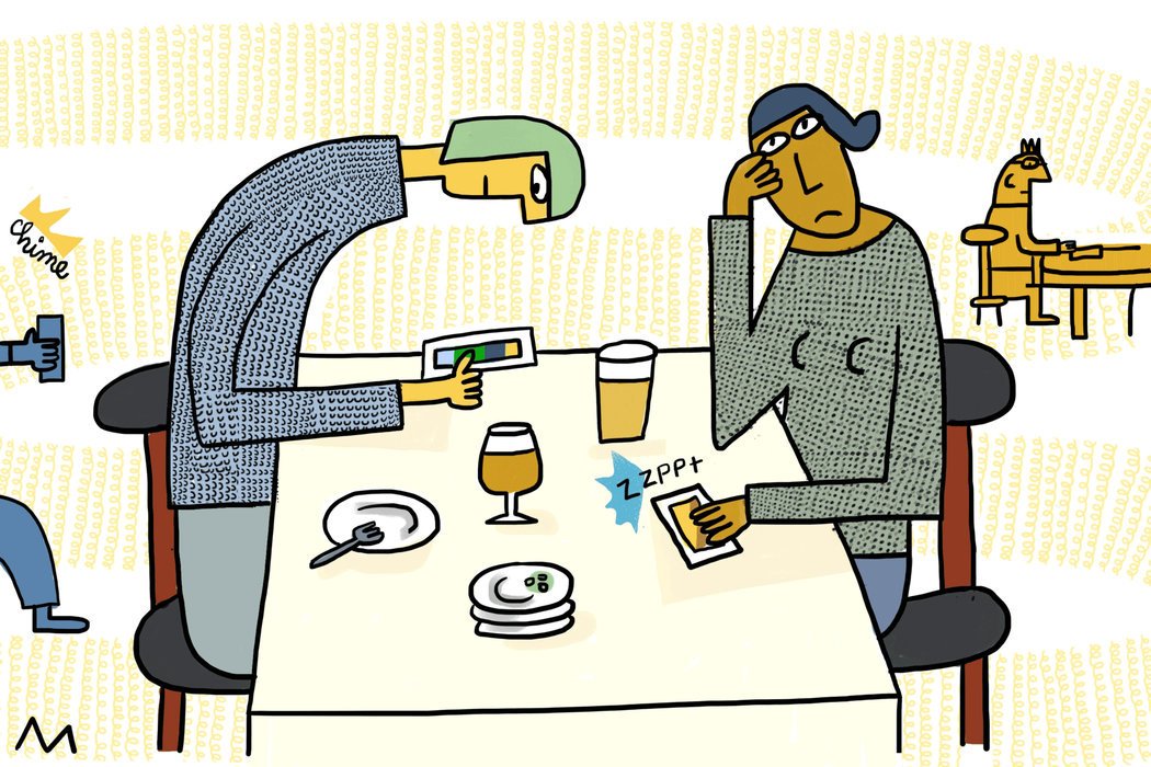 rochi03551's tweet photo. Ilustraciones del siglo XXI. La era de la tecnología. Muchas veces estamos pendientes de las redes sociales y tal vez no levantamos la cabeza en un almuerzo para conversar con nuestra familia.#PSyPO2019 @ccrtic @job285. https://t.co/yaKafa99En