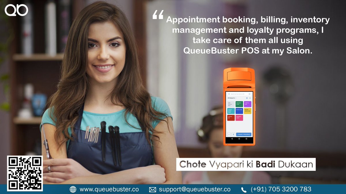 Appointment booking, #billing, inventory management and loyalty programs. All-in-one #POS application for Salons - QueueBuster
#छोटे_व्यापारी_की_बड़ी_दुकान

buff.ly/2HuDDRk
contact@queuebuster.co
+91 705 3200 783

#SmallBusiness #Retail #retailtech #SmartBilling