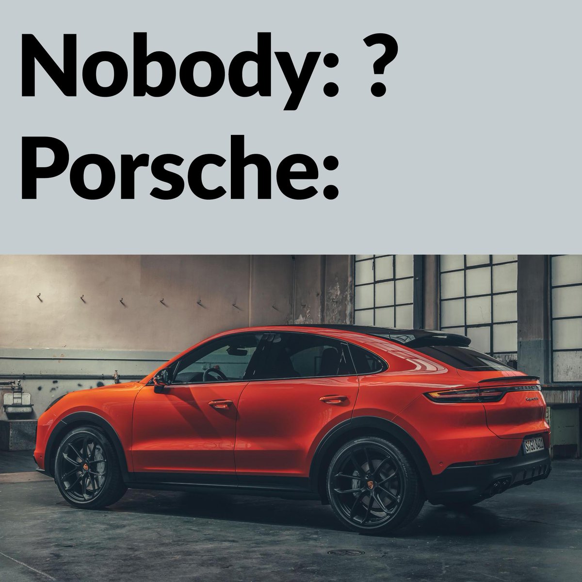 TheWojtek's tweet photo. #CayenneCoupe #Aquestionnobodyasked https://t.co/1vbqQXHDCx