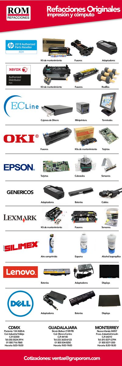 ROMRefacciones's tweet photo. #FelizJueves En #ROM Refacciones puedes adquirir esto y muchas refacciones más.
Cotiza al correo: ventas@gruporom.com
#fusores #Kits #baterías #adaptadores #displays https://t.co/SOuRwiGrcT