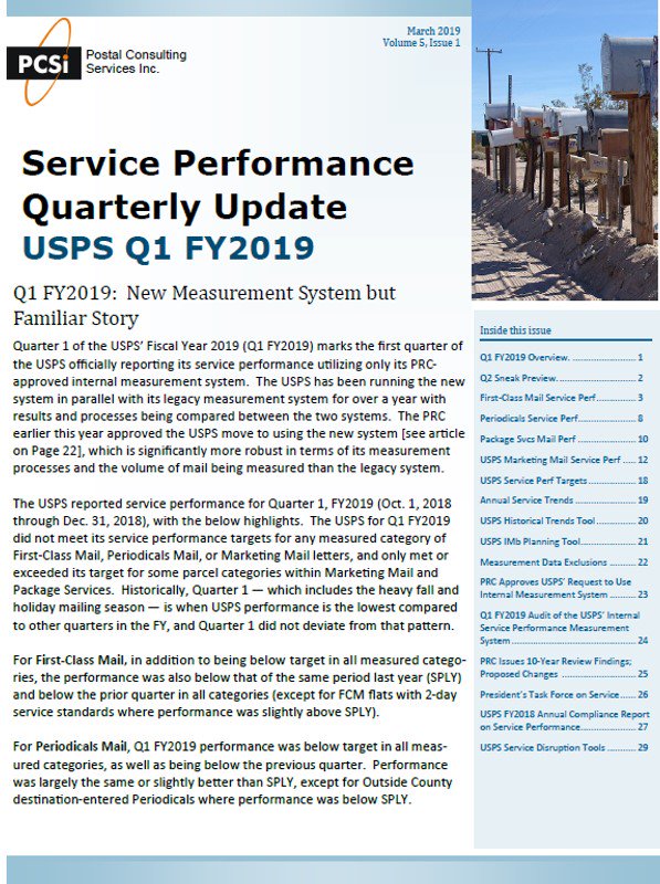 PostalKathy's tweet photo. #USPS Quarter 1 FY2019 service performance...get the full story 
https://t.co/f09G98K1kg 
#directmail #printing #logistics #postal #mail https://t.co/V09el3lG4C