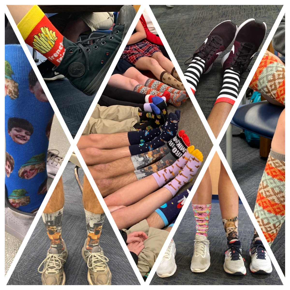 JPSentry's tweet image. Rock Your Socks day came to Prep as students helped promote awareness of Down Syndrome. More info at cmdss.org. #CMDSSWDSD2019