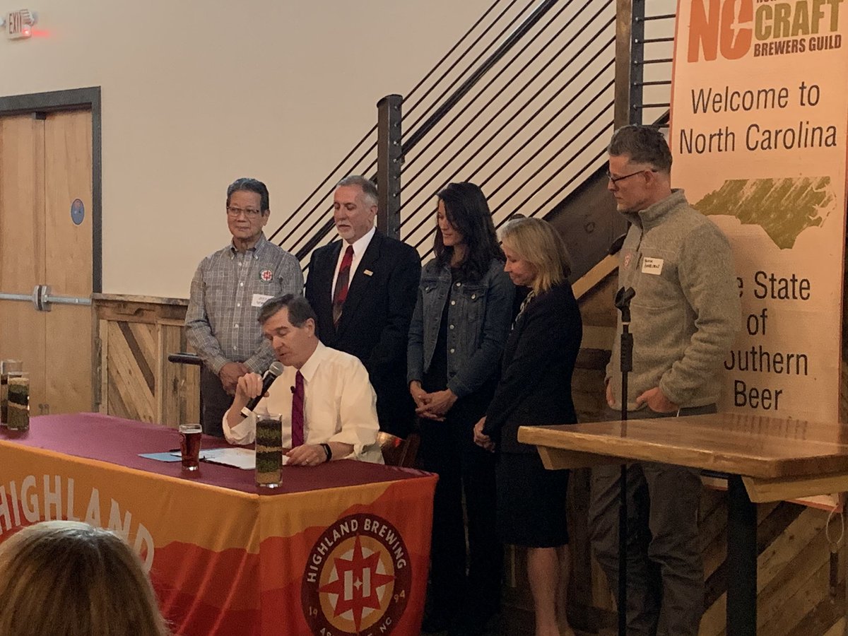 Good to see <a href="/RoyCooperNC/">Roy Cooper</a> in Asheville today making April NC Beer Month! <a href="/WNCBreweryLaw/">Hayley Wells</a> <a href="/HighlandBrews/">Highland Brewing Co.</a> <a href="/ncbeer/">NC Craft Brewers</a> #ncbeer
