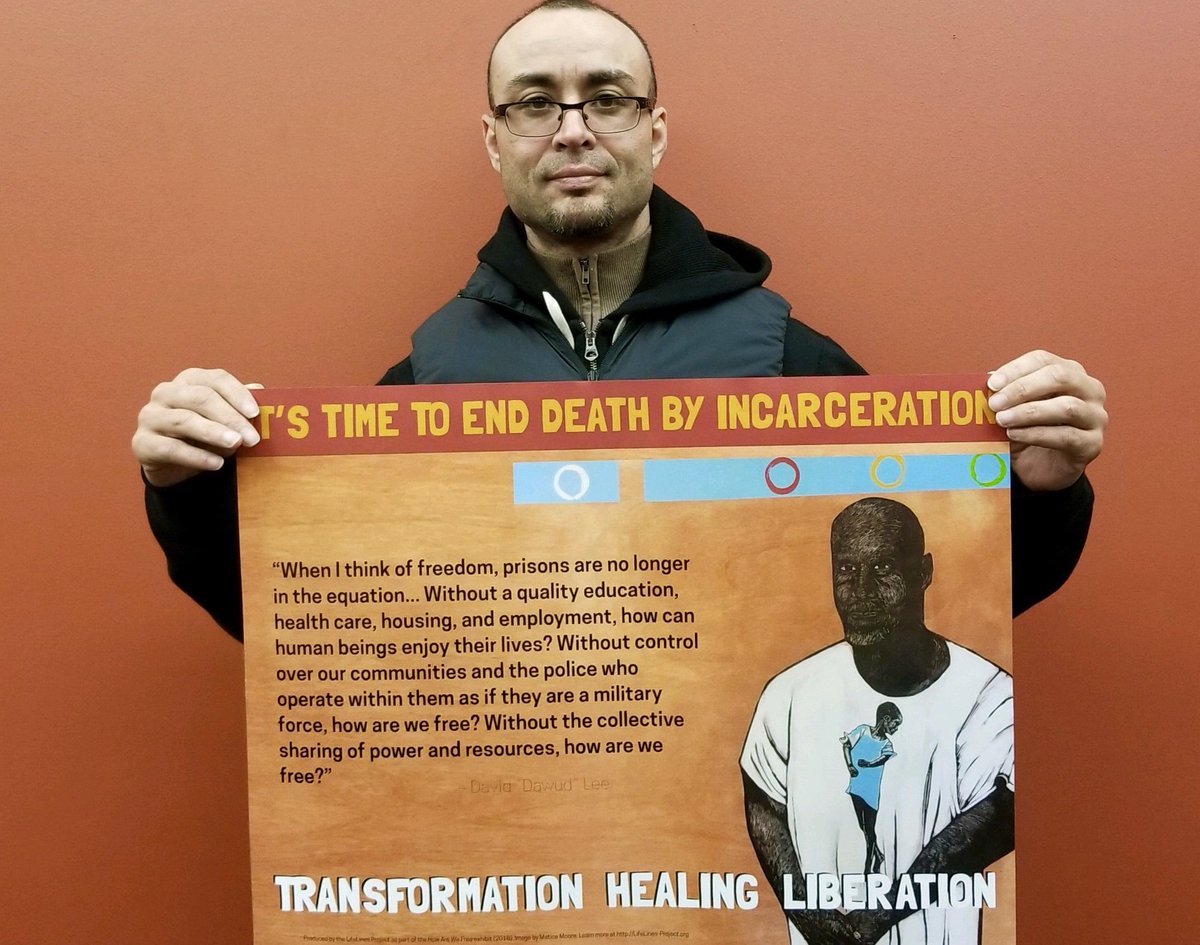 LifelinesPA's tweet photo. Just in! Limited edition LifeLines Project posters featuring David "Dawud" Lee! Come and get yours tomorrow at the opening of the #HowAreWeFree exhibit at Studio 34: https://t.co/RbNZACz0vm
#AbolishDBI https://t.co/k4QJH92ruP