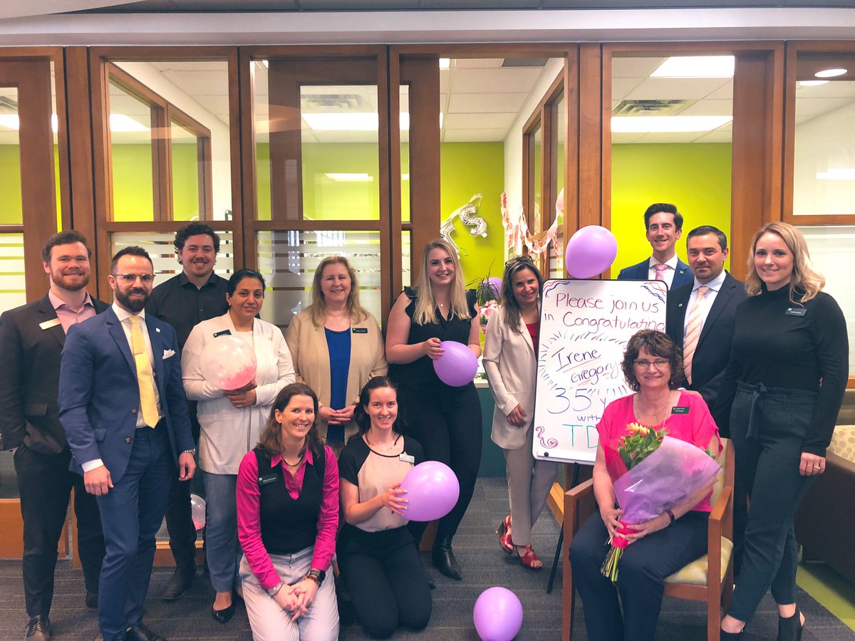 Celebrating Irene Gregory’s 35th Year with <a href="/TD_Canada/">TD (Canada)</a> We are so lucky to have your experience and knowledge at our branch and bank! #wethankyou @JamieM_TD @MattLymburner