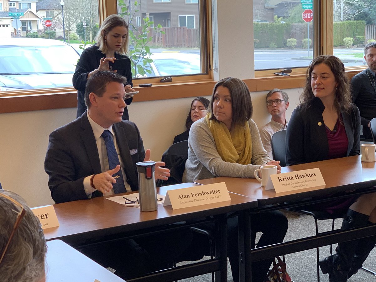 ORfirefighters's tweet photo. OSFFC Legislative Director ⁦@aferschweiler⁩ talking about issues related to #asbestos this morning. https://t.co/9pdNDwGX4I