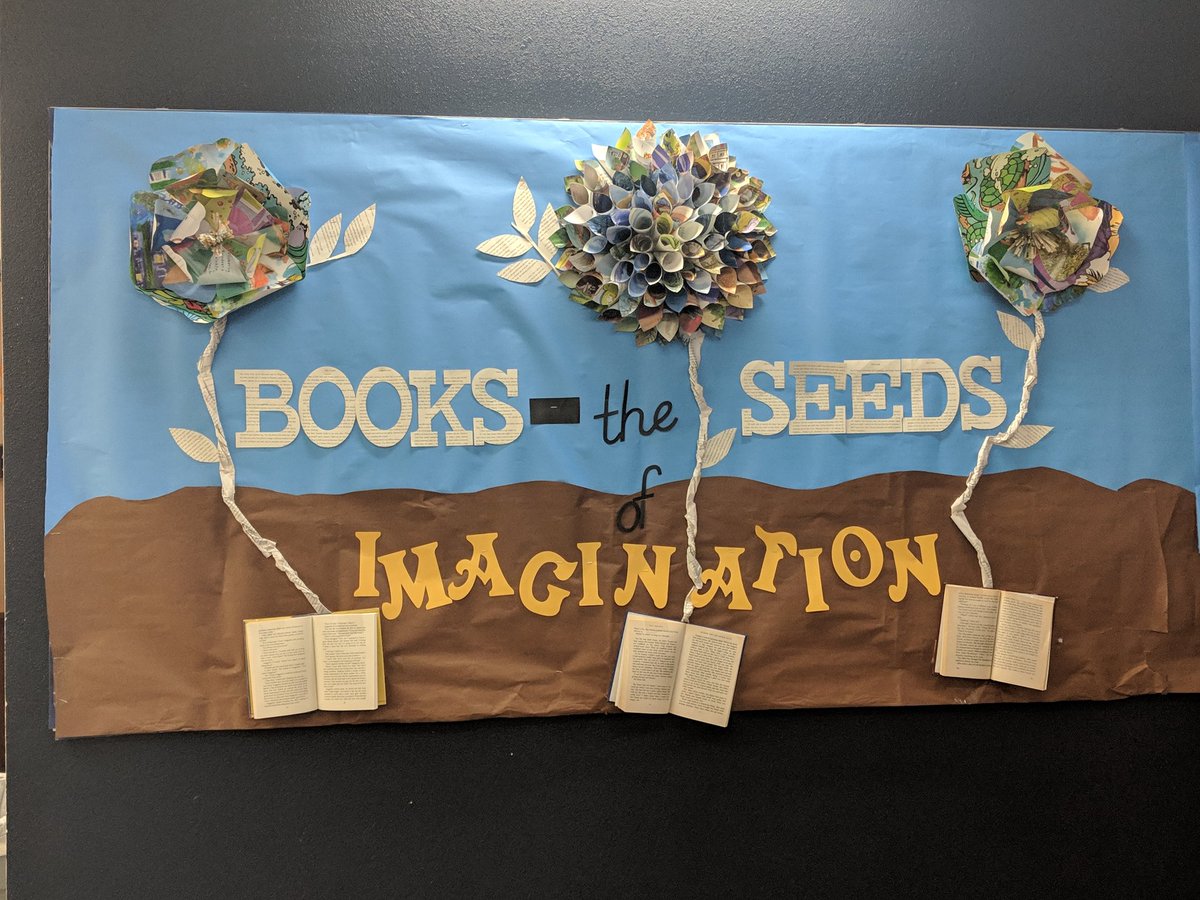 I love it when Mrs. Potts surprises me with our new LC themes!!!! Spring has sprung and it's time for some new books!! #mymisd #dowellms <a href="/DowellMS/">Dowell Middle School</a>