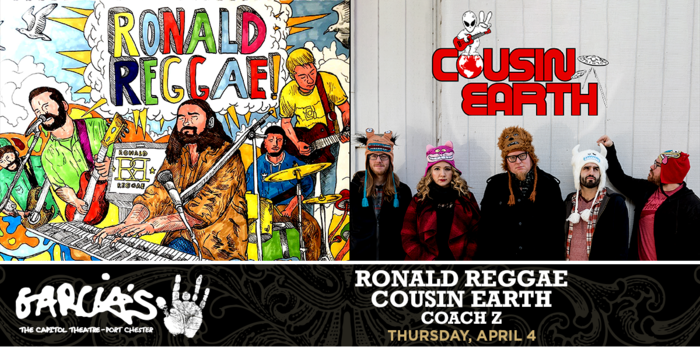 These bands have built reputations for their high-energy sets, tight musicianship, and sense of humor! See <a href="/RonaldRegBand/">Ronald Reggae</a> + <a href="/CousinEarth/">Cousin Earth</a> w/ openers Coach Z on THU, APR 4. Get tickets now-->> bit.ly/2UVqoMA