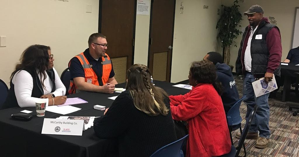 McCarthyBuild's tweet photo. Thank you to @SLATE_MCC  for hosting #TradesTuesday last week! We were excited to see many qualified workers interested in construction careers in the #StLouis Metropolitan region. #ConstructionCareers https://t.co/mdbWI344Fj