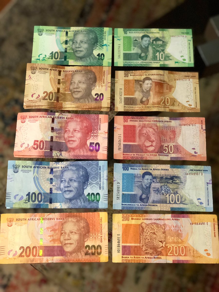 Picked this up from the bank. I had no idea Nelson Mandela was on their currency. It’s quite a sight to see. I’ve looked over ever inch in awe. As the denomination increases, so does the size of the bill. South Africa bound in 24hours. <a href="/MrsJaronfelder/">Jaron Felder</a> <a href="/ClaireReazin/">Claire Reazin</a> <a href="/404girl/">Betsy Francis</a>