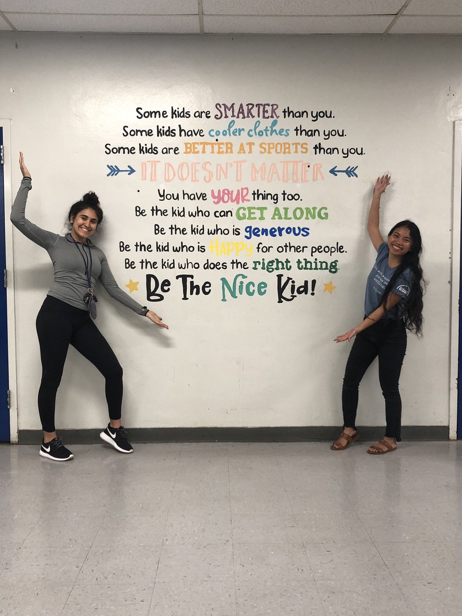 ecejpt's tweet photo. Take a look at our new mural! In the cafeteria and be the nice kid💛 @SGA_JPT @jptprincipal @JPT_DECA https://t.co/UyCMks57MD