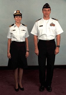 NavalInstitute's tweet photo. #ThrowbackUniformThursday - Some thought the 1970's Navy Summer White/Blue "salt and pepper" uniform was sharp and practical. Others thought it made sailors look like airline pilots or "Jamaican policemen." The uniform was discontinued in 1983. https://t.co/KvzaskDuts