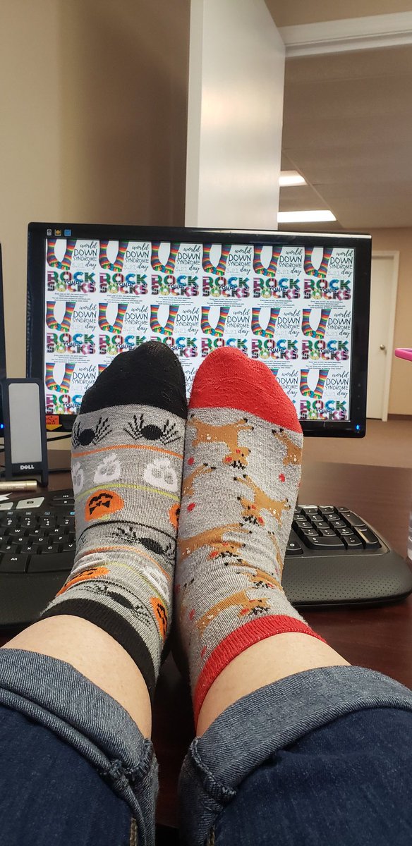 😊 Rockin' my socks at the office for World Down Syndrome Day 😊 #WDSD #rockyoursocks #lotsofsocks #dontdismyability #WorldDownSyndromeDay #justlikeyou #spreadthewordtoendtheword #rword 💙💛💙💛💙💛💙💛💙💛💙💛