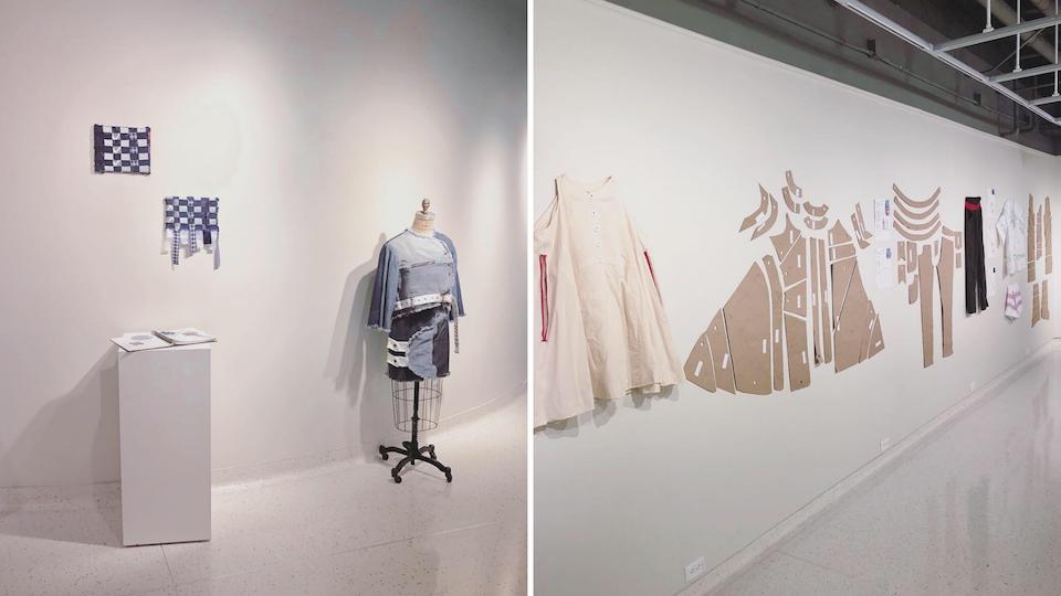 UNTCVAD's tweet photo. UNTCVAD Fashion Design seniors illustrate sustainability &amp; reuse in a most trendy way: upcycling Denton's denim! "Stained" @UNTUnion Art Gallery thru Mar 28. #dentonart #dentontime #bluejeansgogreen #fashiondesign #CVADdesign #CVADfashiondesign #CVADshows https://t.co/fpaQNWqKa2 https://t.co/iyfj7oUZV3