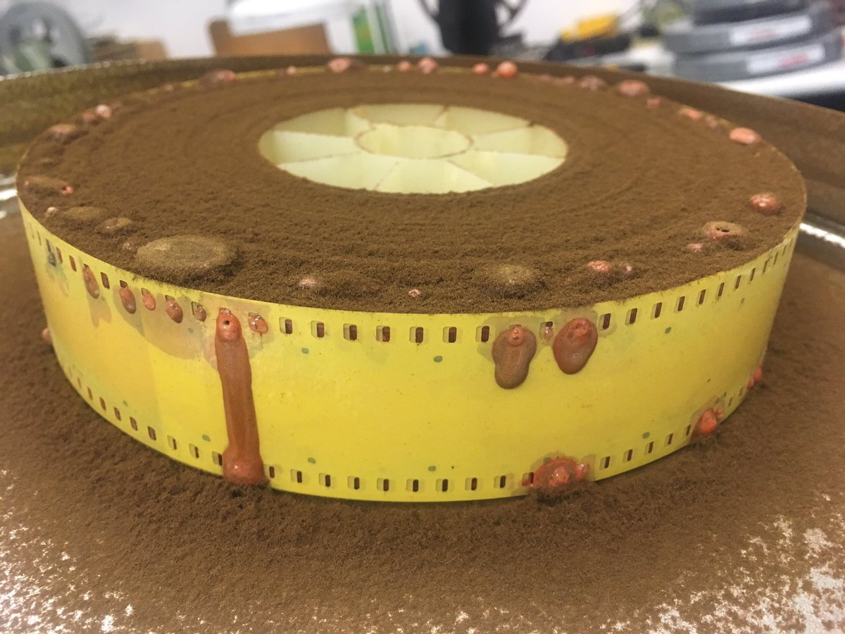 Rapnige's tweet image. Nitrate deterioration, stage 5. #archiveproblems #35mm